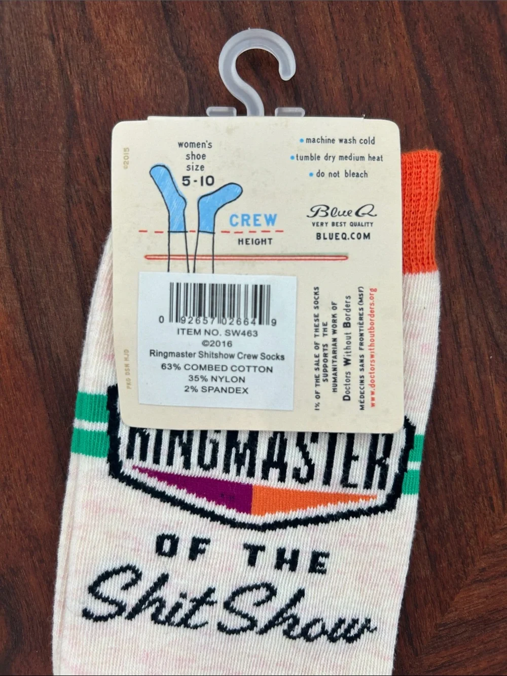 Blue Q 'Women’s ‘Ringmaster of the Shit Show' Crew Socks Size Medium NWT